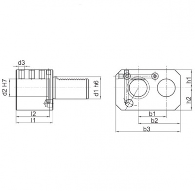 VDI30 (DIN69880) E7, 25mm Internal Diameter, Right Hand Cranked, Double Indexable Boring Bar Holder