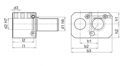 VDI30 (DIN69880) E8, 25mm Internal Diameter, Left Hand Cranked, Double Indexable Boring Bar Holder