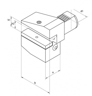 VDI40 (DIN69880) B3, 25mm - 20mm Square Shank, Radial Overhead Tool Holder, Right Hand, Short (44mm Depth)