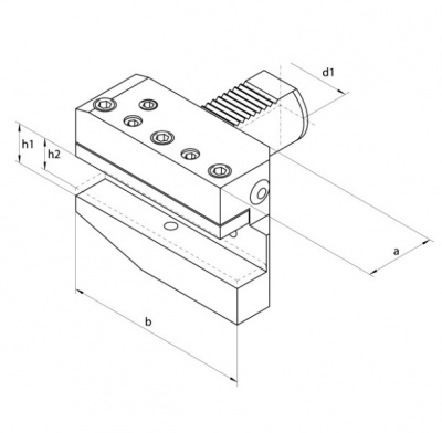 VDI30 (DIN69880) B5, 20mm - 16mm Square Shank, Radial Tool Holder, Right Hand, Long (40mm Depth)