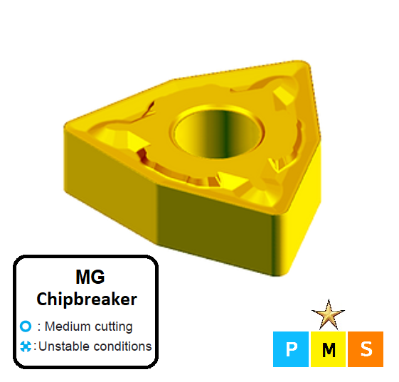 WNMG 080408-MG ET21P Carbide Medium & Unstable Cutting Inserts Edgetech