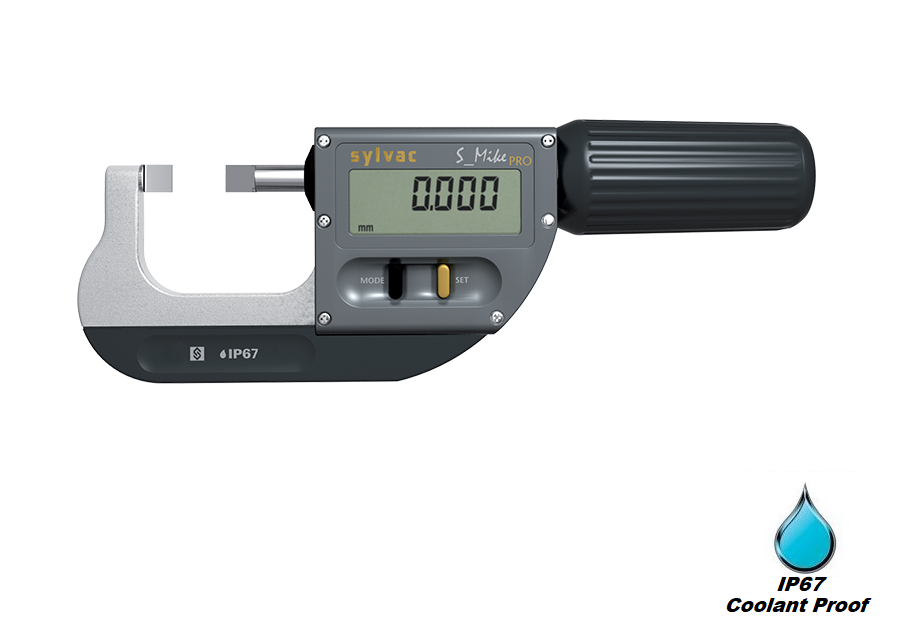 95.0mm - 130.0mm (0.001mm Resolution), IP67 Coolant Proof, Digimatic, Metric, External Blade Micrometer, (Blade Anvil), S_Mike PRO Blade  30-903-1302 Sylvac