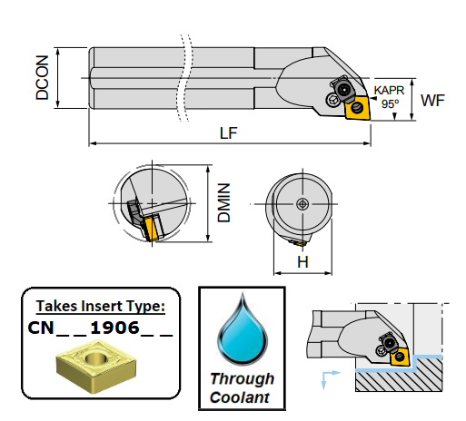 A40T PCLNL19C (95Deg) Lever Clamp Boring Bar