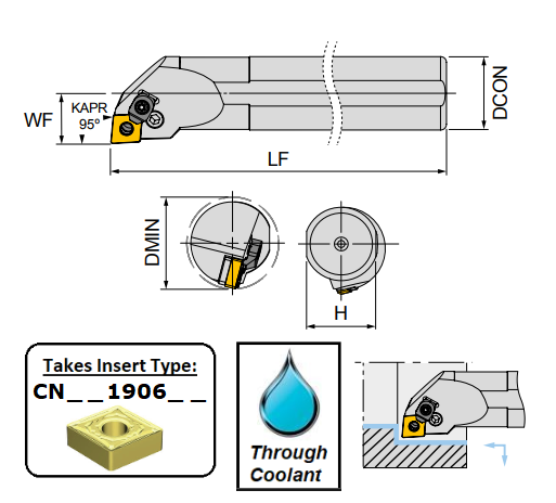 A50U PCLNR19C (95Deg) Lever Clamp Boring Bar