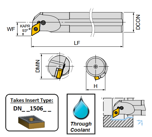 A50U PDUNR15 (93Deg) Lever Clamp Boring Bar