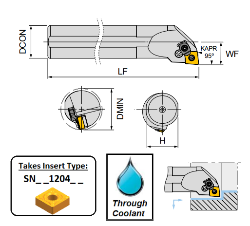 A32S PSKNL12C (95Deg) Lever Clamp Boring Bar