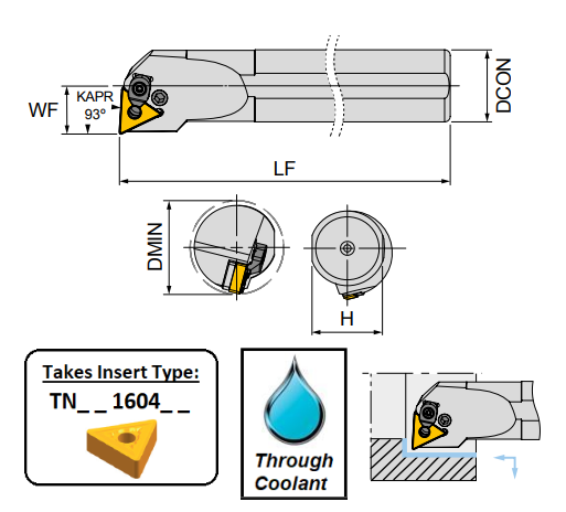 A25R PTUNR16C (93Deg) Lever Clamp Boring Bar