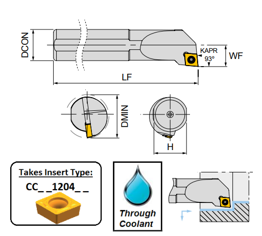 A25R SCLCL12 (93Deg) Screw Lock Boring Bar