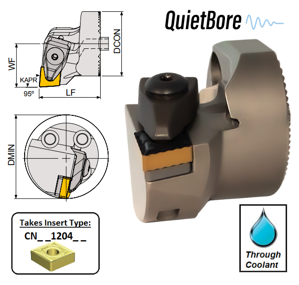 A32 TCLNR12 (95Deg) Top Clamp, Anti-Vibration Interchangeable Boring Bar Head