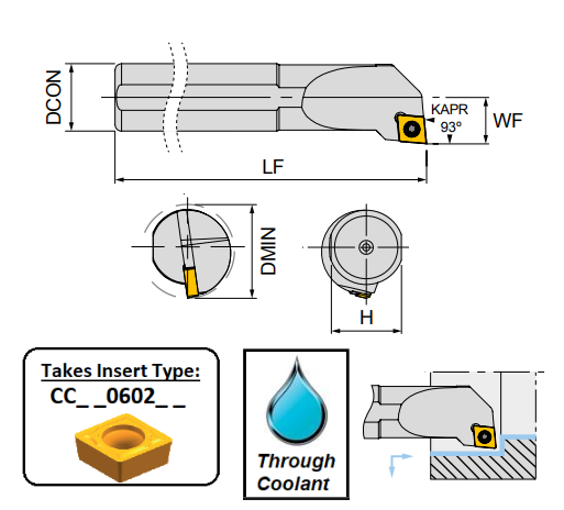 E08K SCLCL06 (93Deg) Carbide Screw Lock Boring Bar