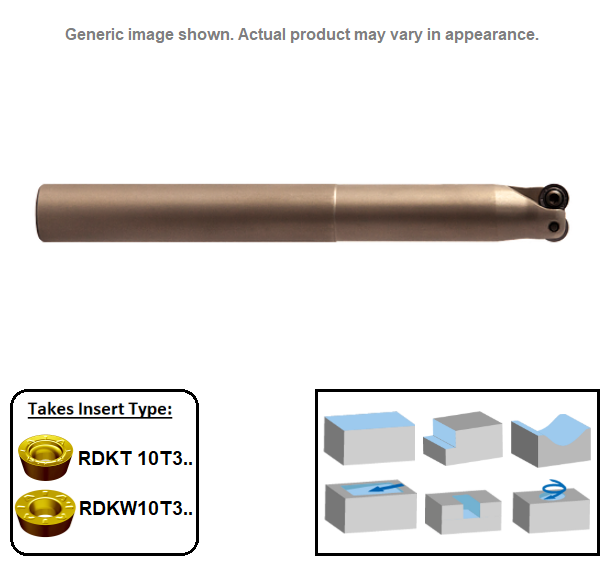 20mm 2 Flute (Medium) Indexable 0 Profile End Milling Cutter (Plain Shank) G90RKE (RD10)