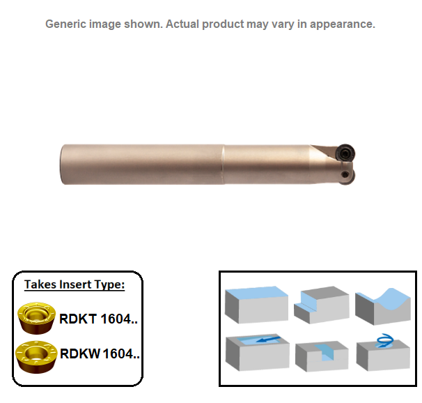 40mm 2 Flute (Medium) Indexable 0 Profile End Milling Cutter (Flatted Shank) G90RKE (RD16)