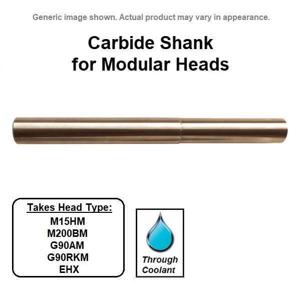 10mm Dia. Head (M6 Internal Thread) Straight Neck, Long Length, Carbide Shank for Modular Heads