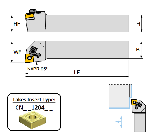 PCLNR 1616 H12 (95Deg) Lever Lock Toolholder