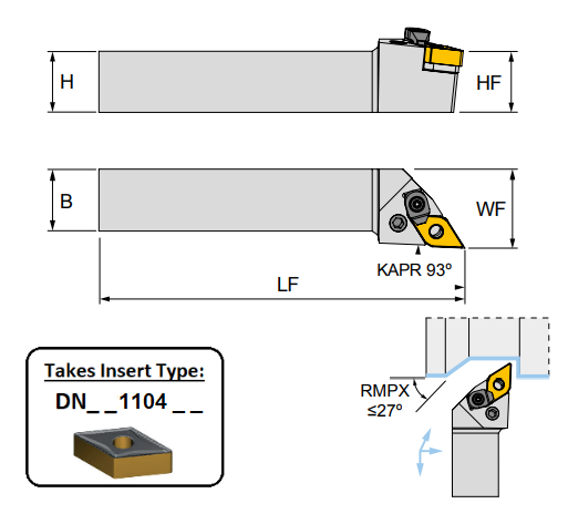 PDJNL 1616 H11 (93Deg) Lever Lock Toolholder