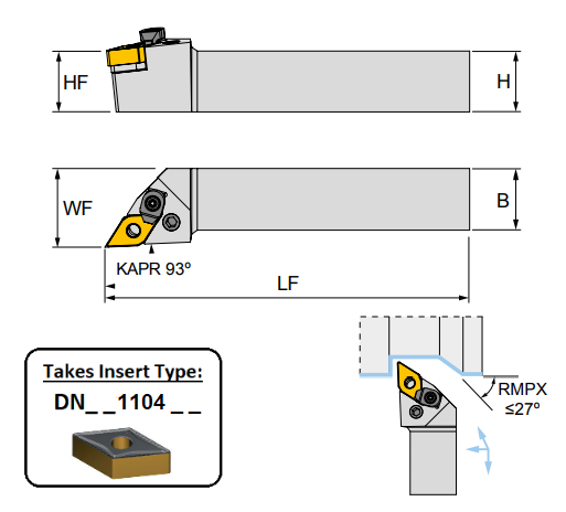 PDJNR 1616 H11 (93Deg) Lever Lock Toolholder