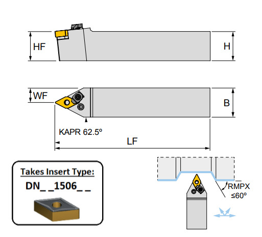 PDNNN 2020 K15C (62.5Deg) Lever Lock Toolholder