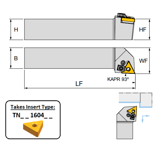 PTJNL 1616 H16 (93Deg) Lever Lock Toolholder