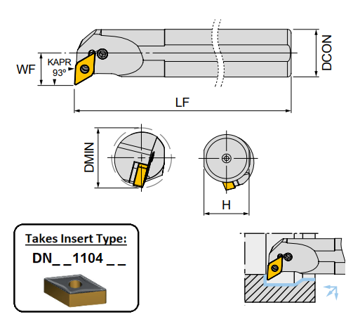 S20R PDUNR11 (93Deg) Lever Clamp Boring Bar