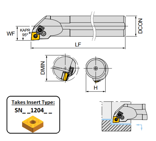 S25S PSKNR12C (95Deg) Lever Clamp Boring Bar