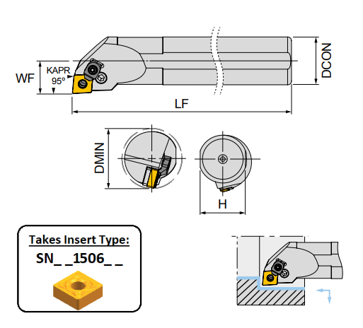 S32T PSKNR15C (95Deg) Lever Clamp Boring Bar