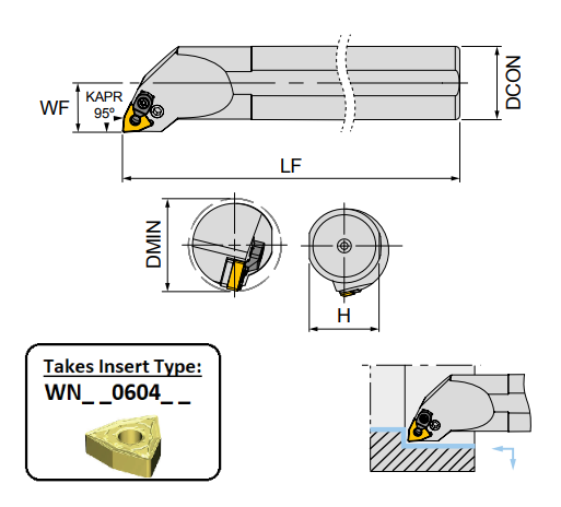 S25S PWLNR06 (95Deg) Lever Clamp Boring Bar