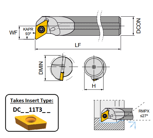 S32T SDUCR11 (93Deg) Screw Lock Boring Bar