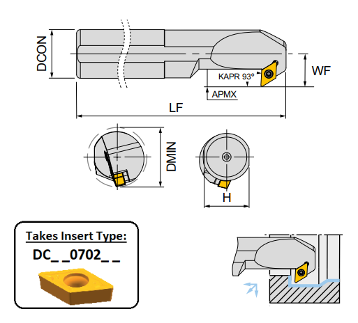 S12K SDXCL07 (93Deg) Screw Lock Boring Bar