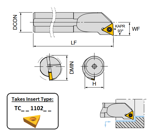 S12K STUCL11 (93Deg) Screw Lock Boring Bar