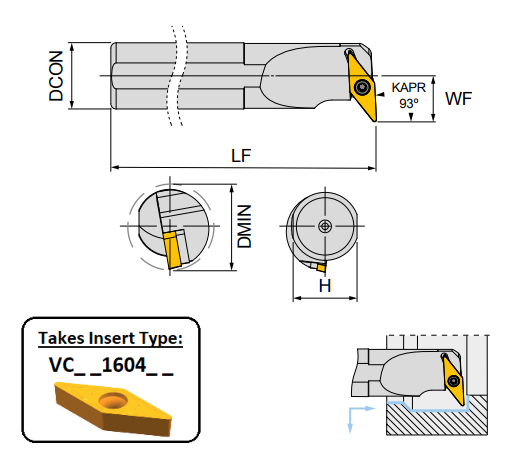 S32T SVUCL16 (93Deg) Screw Lock Boring Bar