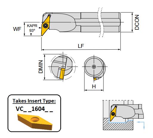 S32T SVUCR16 (93Deg) Screw Lock Boring Bar