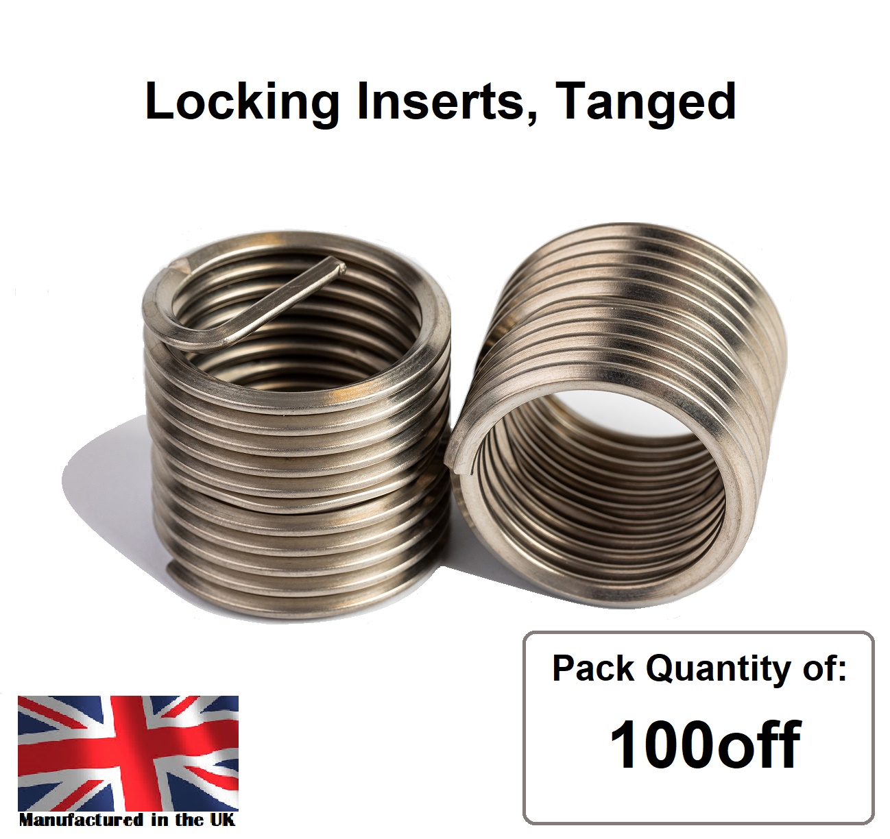 M5 x 0.8 x 1.5D Metric Coarse, LOCKING, Tanged, Wire Thread Repair Insert,  304/A2 Stainless (Pack 100)
