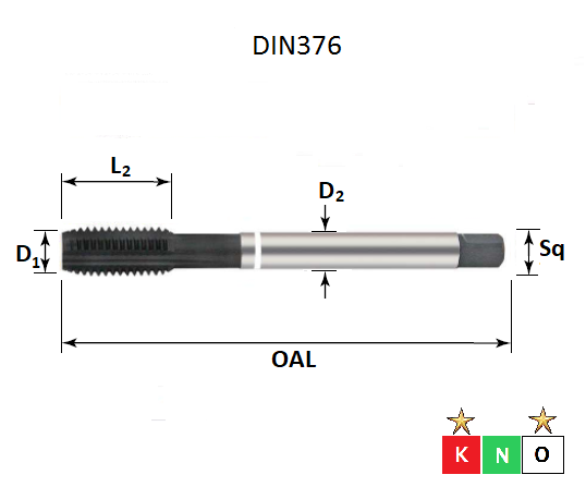 M12 x 1.75 White Ring Metric Coarse Straight Flute Nitride Coated Tap DIN376