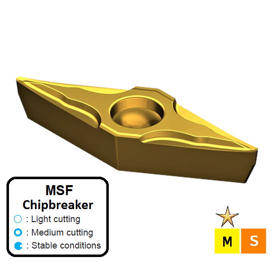 VCGT 110302-MSF ET23P Carbide Finishing to Medium Cutting Inserts Edgetech