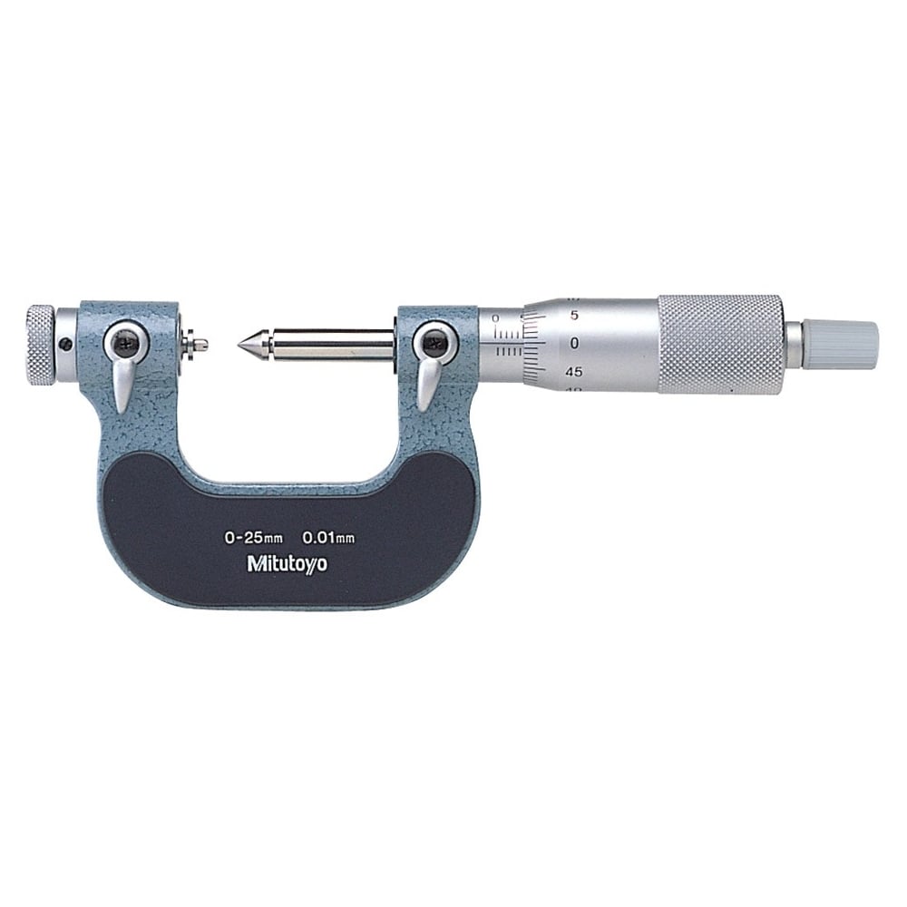 0.0mm - 25.0mm (0.01mm Resolution), Metric Analogue, Interchangeable Anvil, Screw Thread Micrometer  126-125 Mitutoyo