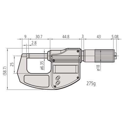 0.0mm - 25.0mm (0.001mm/0.00005'' Resolution), Digimatic External Micrometer with Friction Thimble, 293-832-30 Mitutoyo